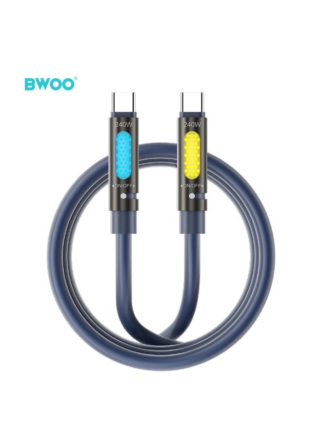 BWOO Type-C To Type-C Skin-Friendly Liquid Silicon Charging Cable Black - Image 1
